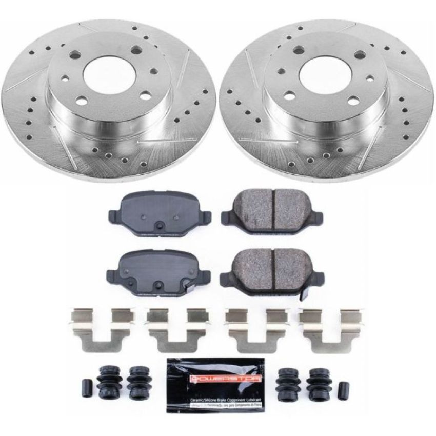 PowerStop K6292 Z23 Daily Driver Carbon-Fiber Ceramic Brake Pad and Drilled & Slotted Rotor Kit