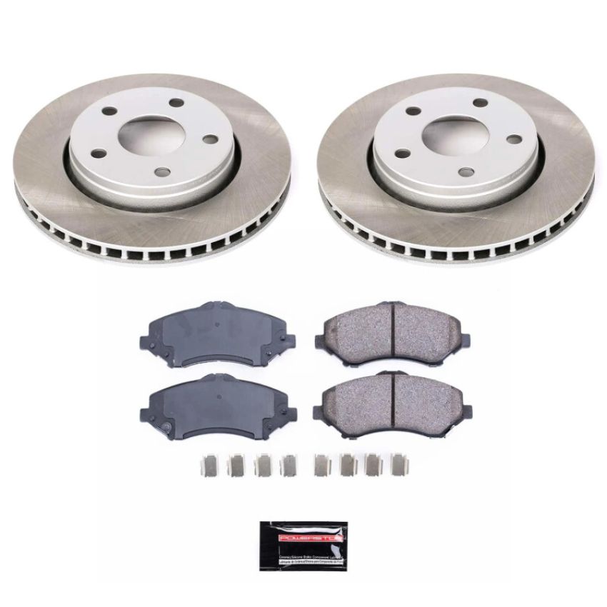 PowerStop SC3097 Semi-Coated Rotor and Low-Dust Ceramic Brake Pad Kit