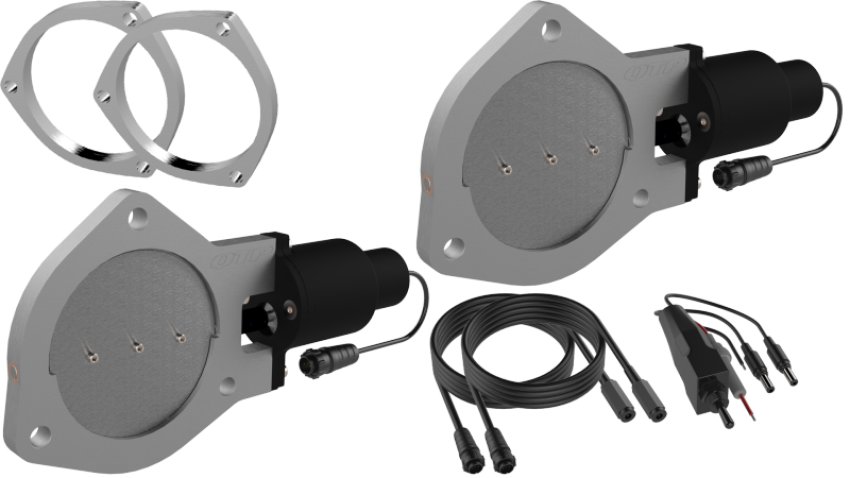 QTP QTEC80F 4in Bolt-On QTEC Dual Electric Cutout Valves w/Flanges - Pair