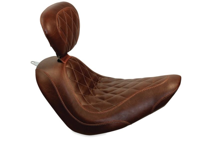 Mustang Motorcycle 79815 Mustang 04-21 Harley Sportster Wide Tripper Solo Seat w/Driver Backrest - Distressed Brown