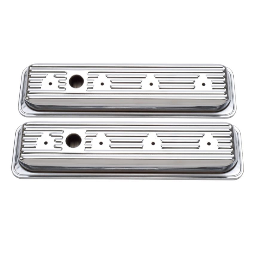 EDELBROCK EDE4446 SBC Signature Series Valve Cove Set - Chrome
