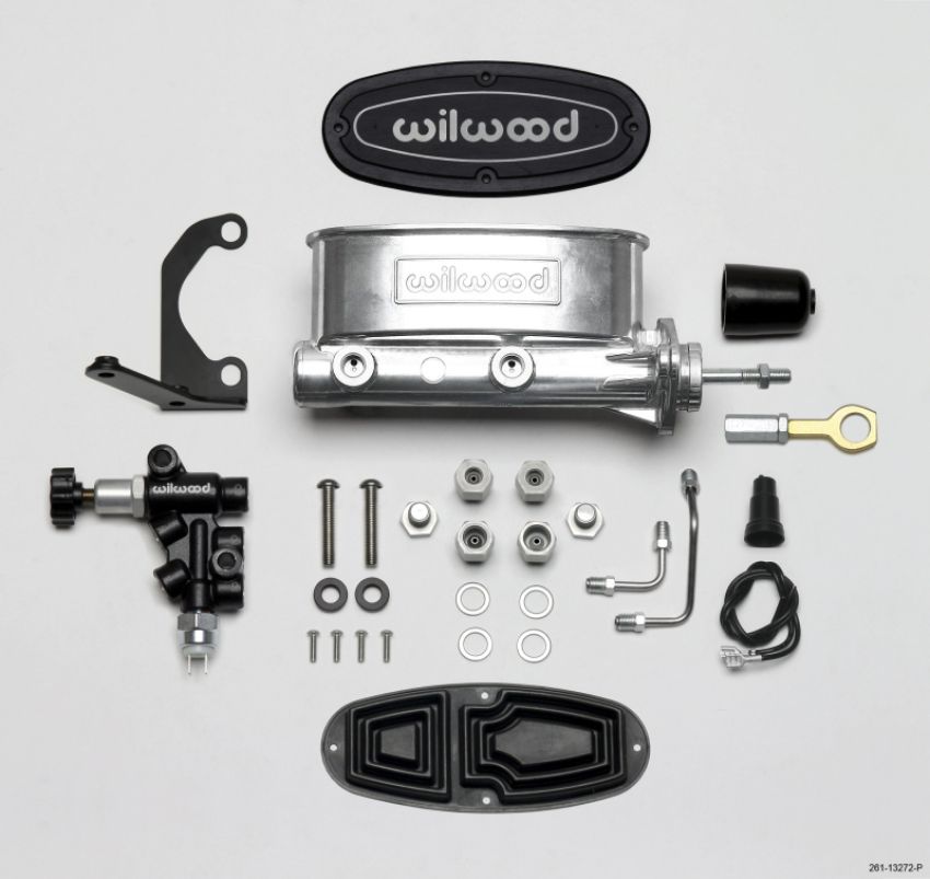 Wilwood 261-13272-P HV Tandem M/C Kit w L/H Bracket & Prop Valve - 7/8in Bore Ball Burn.-W/Push
