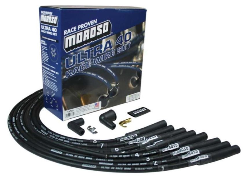 Moroso 73710 Chevrolet Big Block Ignition Wire Set - Ultra 40 - Unsleeved - Non-HEI - Over Valve - Black