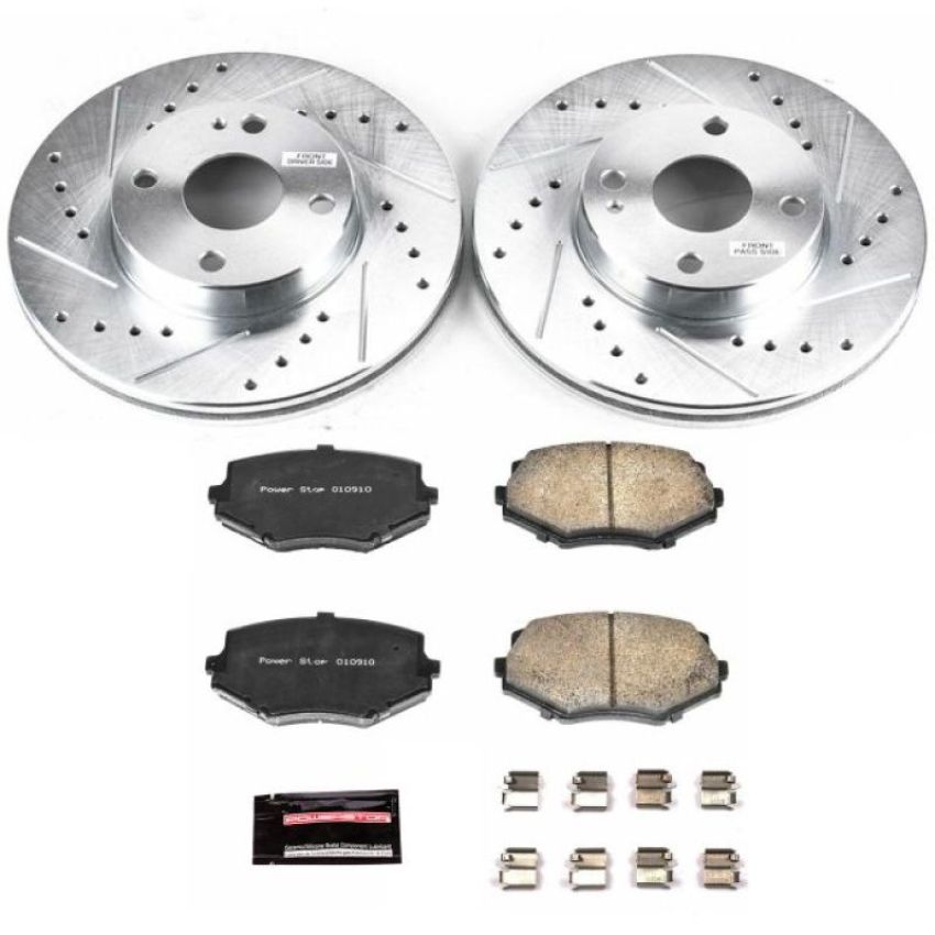 PowerStop K793 Z23 Daily Driver Carbon-Fiber Ceramic Brake Pad and Drilled & Slotted Rotor Kit