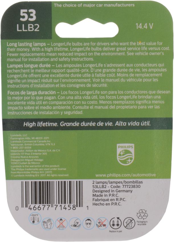 Philips 53LLB2 Philips LongerLife Miniature 53LL
