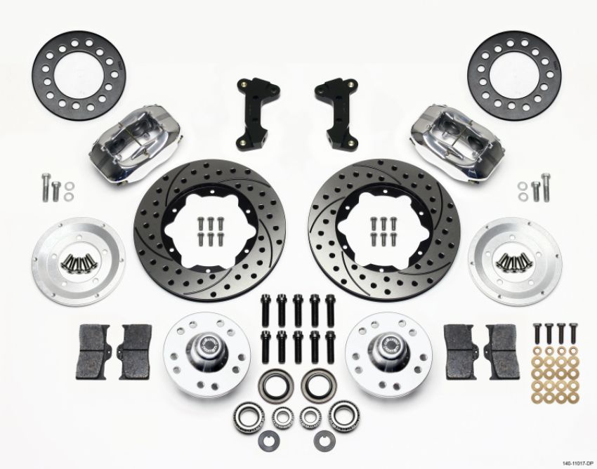 Wilwood 140-11017-DP Forged Dynalite Front Kit 11.00in Drill-Polished 74-80 Pinto/Mustang II Disc Spindle only