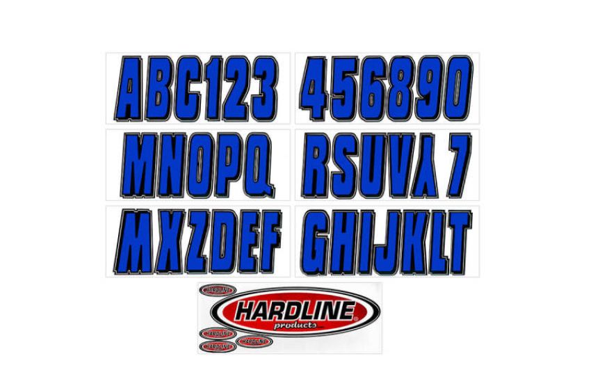 Hardline BLBLK320 Boat Lettering Registration Kit 3 in. - 320 Blue/Black