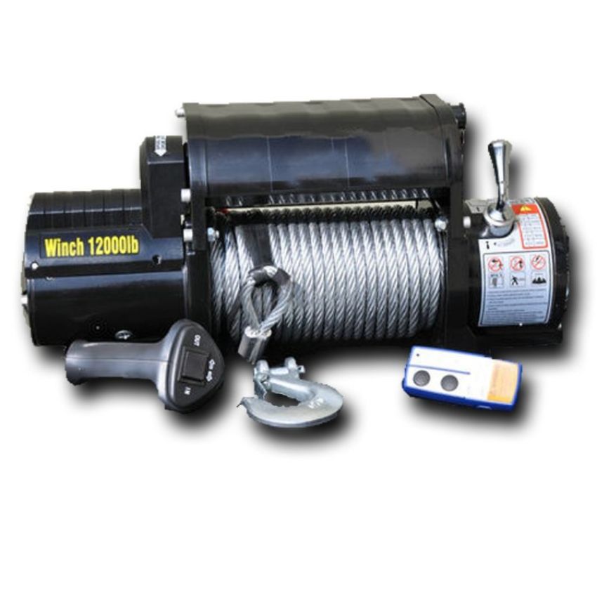 DV8 Offroad WB12SC 12000 LB Winch w/ Steel Cable & Wireless Remote - Black