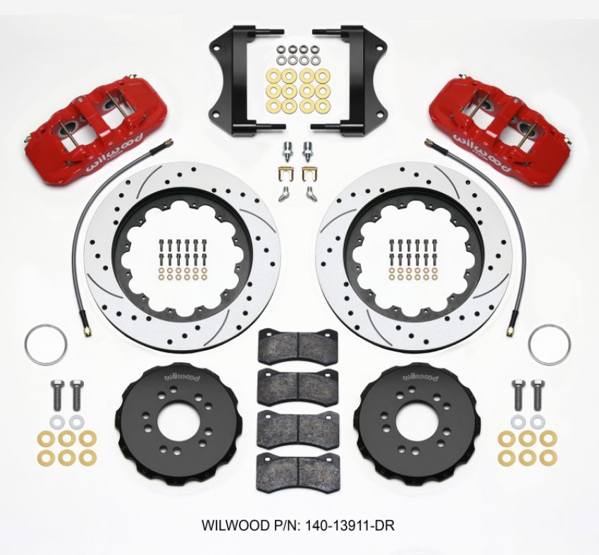 Wilwood 140-13911-DR AERO6 Front Hat Kit 15.00 Drilled Red 2014-up Corvette C7 w/Lines