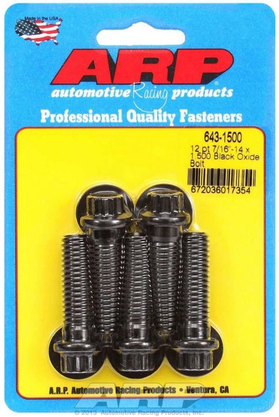 ARP ARP643-1500 7/16-14 x 1.500 12pt Bolt Kit (5) Black Oxide