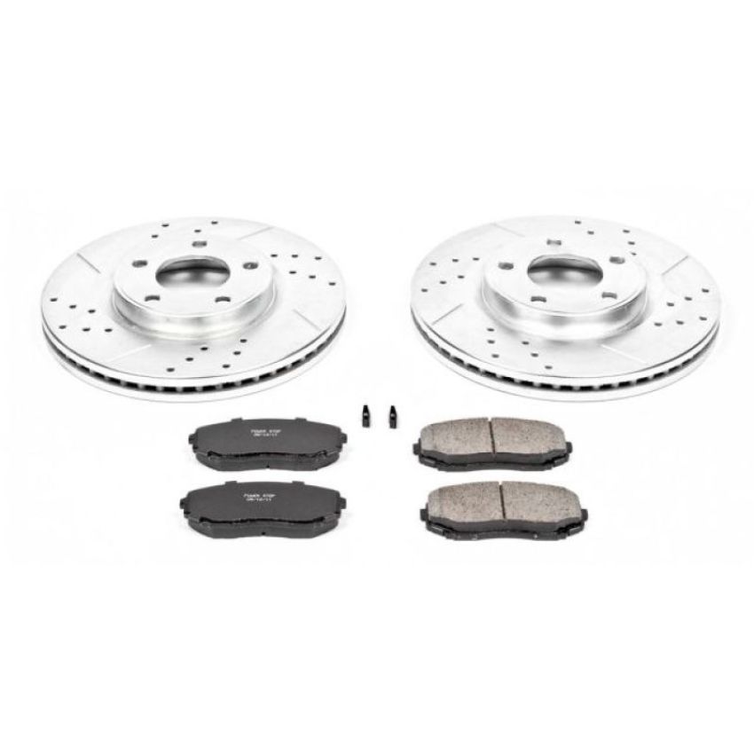 PowerStop K3071 Z23 Daily Driver Carbon-Fiber Ceramic Brake Pad and Drilled & Slotted Rotor Kit