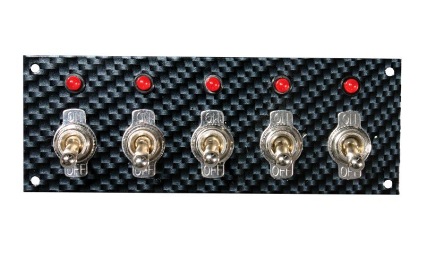 Moroso 74143 Toggle Switch Panel - Dash Mount - 2in x 5.5in - Grey/Black Fiber Design