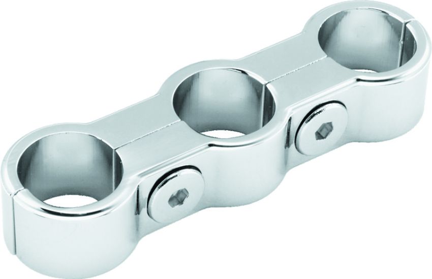 Bikers Choice 489605 Chrome Plain Oil Hose Separator For 3 Hoses