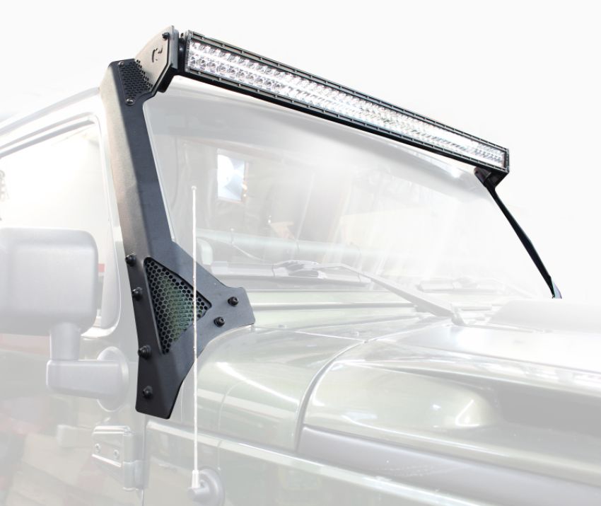Go Rhino 730503T 07-18 Jeep Wrangler JK/JKU (Ex Mjve/392/4xe) Windshield Light Bar Mount Brkt - 50in Sgl Row