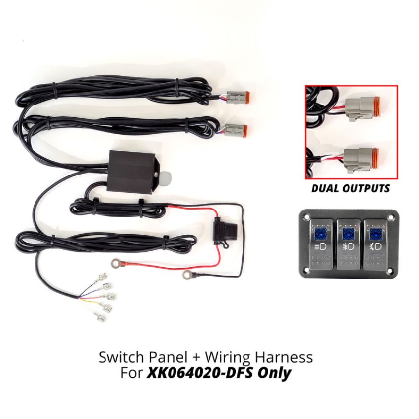 XKGLOW XK064-WIRE-3OP XK Glow 3 Button Switch Panel + 2 Output Wire for Fog Strobe Combo