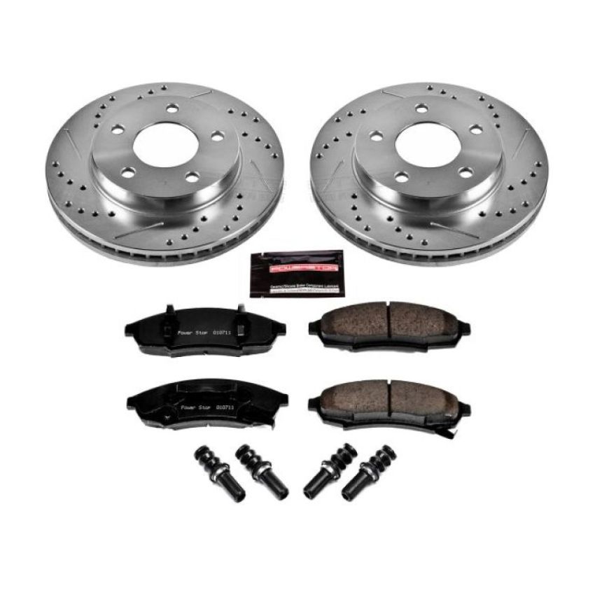 PowerStop K7794 Z23 Daily Driver Carbon-Fiber Ceramic Brake Pad and Drilled & Slotted Rotor Kit