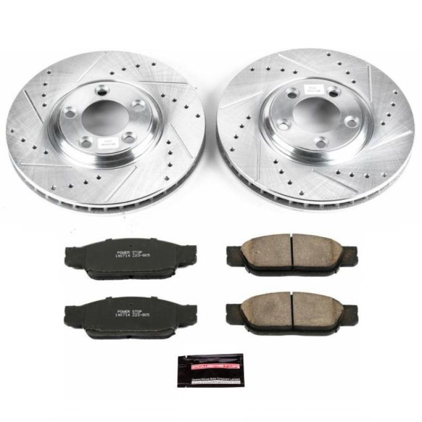 PowerStop K1351 Z23 Daily Driver Carbon-Fiber Ceramic Brake Pad and Drilled & Slotted Rotor Kit