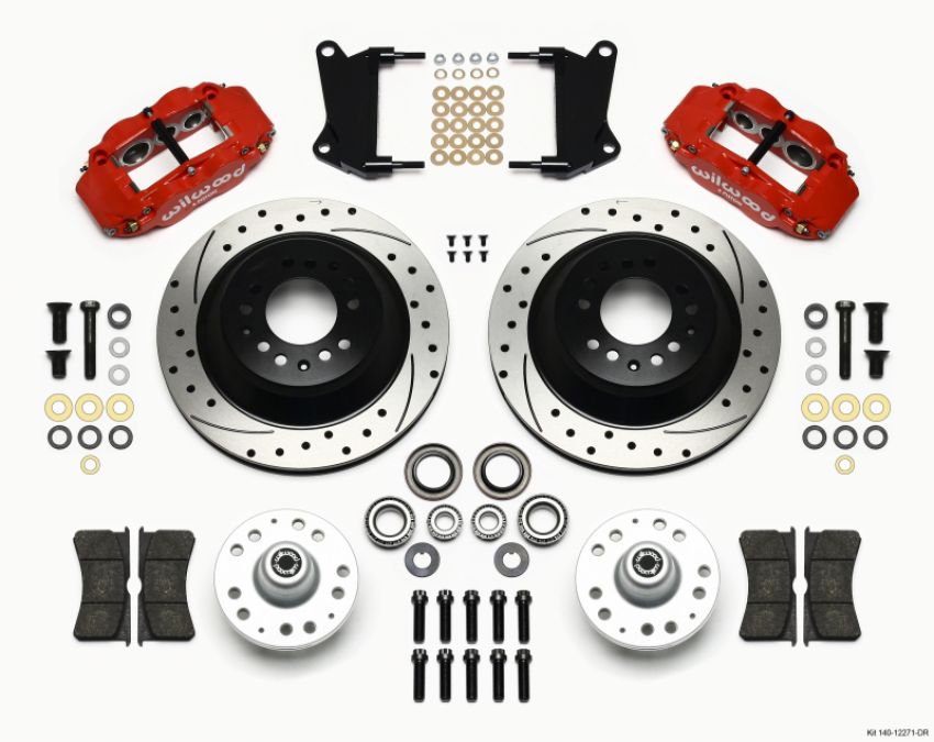 Wilwood 140-12271-DR Narrow Superlite 6R Front Hub & 1PC Rtr Kit 12.88in Dril -Red 67-69 Camaro 64-72 Nova