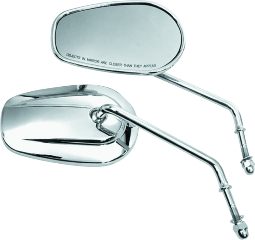 Bikers Choice 482006 Chrome Tapered Long Stem Mirrors Pr