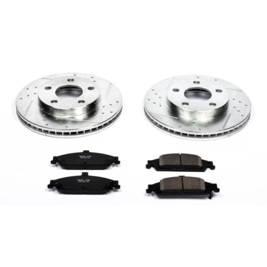 PowerStop K1551 Z23 Daily Driver Carbon-Fiber Ceramic Brake Pad and Drilled & Slotted Rotor Kit