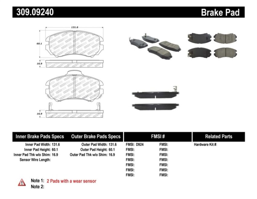 Stoptech 309.09240 Performance Brake Pads