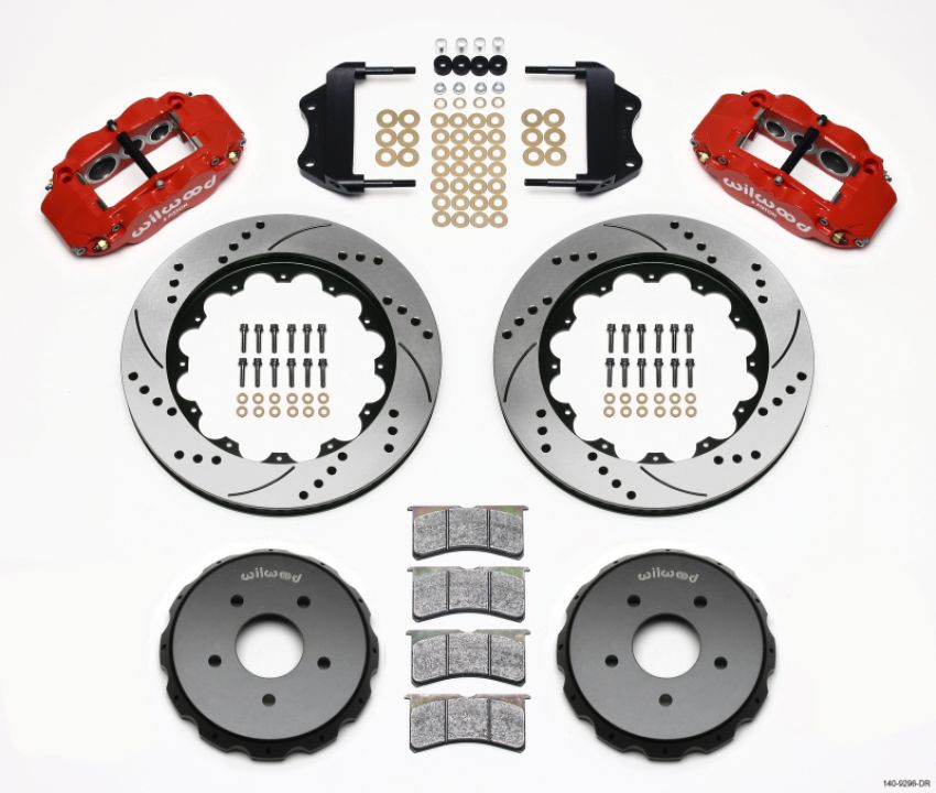 Wilwood 140-9296-DR Narrow Superlite 6R Front Hat Kit 14.00in Drilled Red 2004-2006 Pontiac GTO