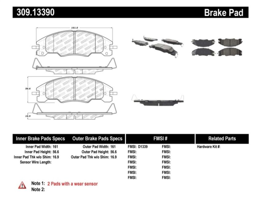 Stoptech 309.13390 Performance Brake Pads