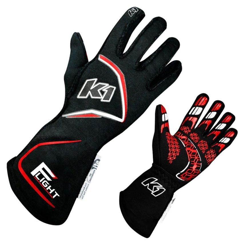 K1 RACEGEAR K1R23-FLT-NR-L Gloves Flight Large Black-Red