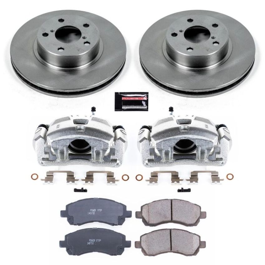 PowerStop KCOE445 OE Stock Replacement Low-Dust Ceramic Brake Pad, Rotor and Caliper Kit