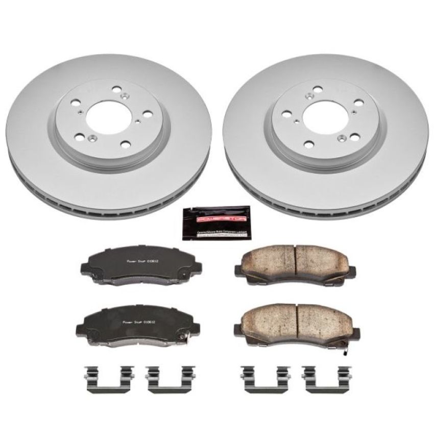 PowerStop CRK2429 Genuine Geomet Coated Rotor and Low-Dust Ceramic Brake Pad Kit