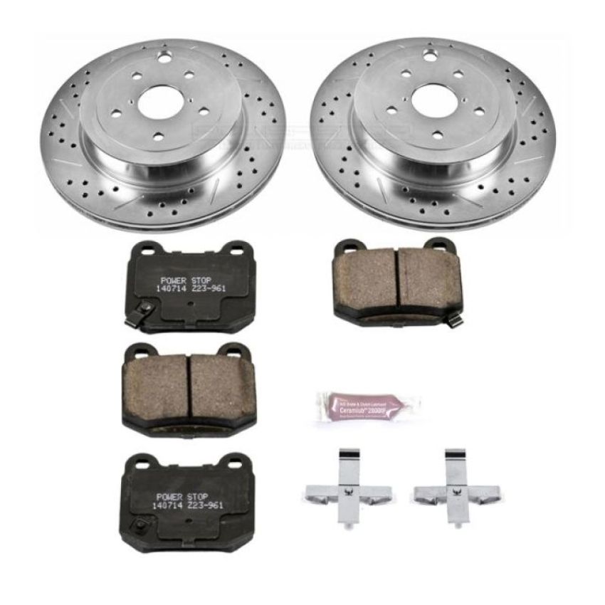 PowerStop K5305 Z23 Daily Driver Carbon-Fiber Ceramic Brake Pad and Drilled & Slotted Rotor Kit