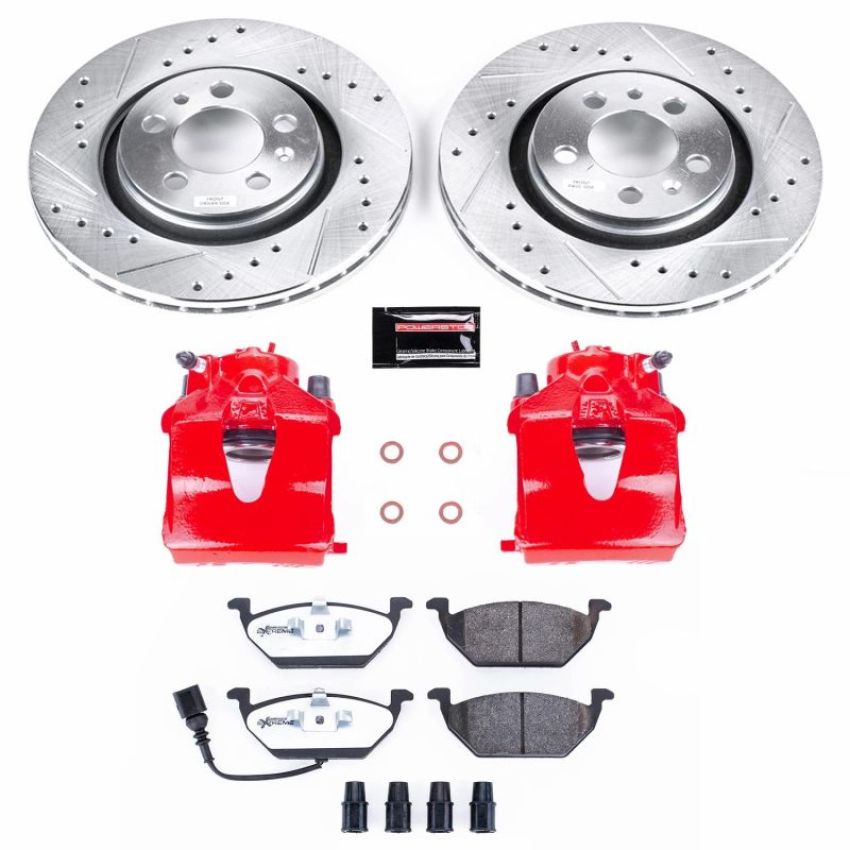 PowerStop KC839-26 Z26 Street Performance Ceramic Brake Pad, Drilled Slotted Rotor, and Caliper Kit
