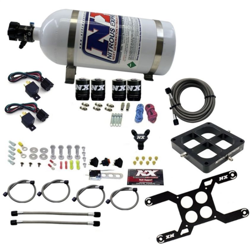 Nitrous Express 66047-10 DOMINATOR DUAL STAGE BILLET CROSSBAR, (50-300 & 100-500HP) WITH 10LB BOTTLE.