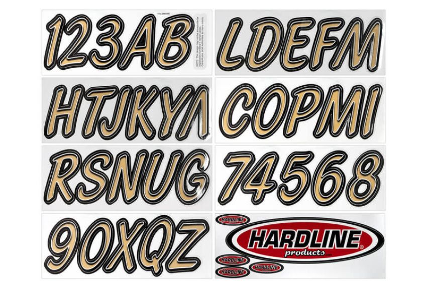 Hardline BRBKG400 Boat Lettering Registration Kit 3 in. - 400 Brown/Black