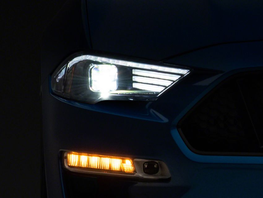 Raxiom 407614 18-23 Ford Mustang GT EcoBoost LED Projector Headlights- Blk Housing (Clear Lens)