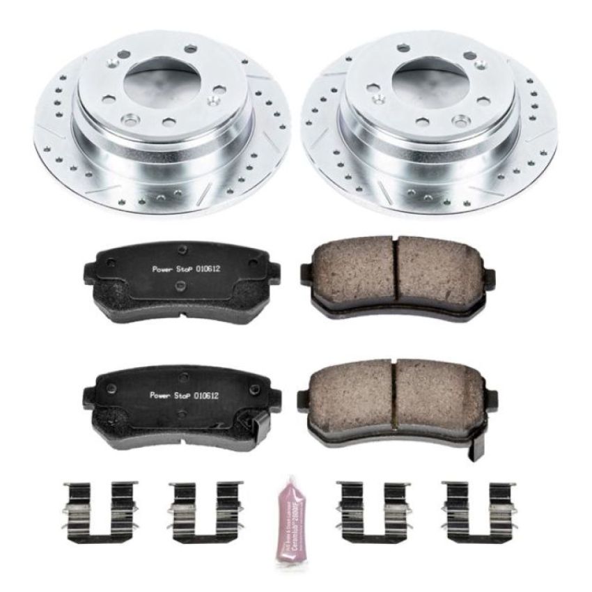 PowerStop K6093 Z23 Daily Driver Carbon-Fiber Ceramic Brake Pad and Drilled & Slotted Rotor Kit