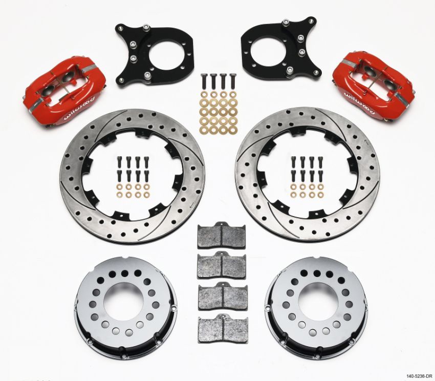 Wilwood 140-5236-DR Forged Dynalite P/S Rear Kit Drilled Red Chev 12 Bolt w/Clip Eliminator