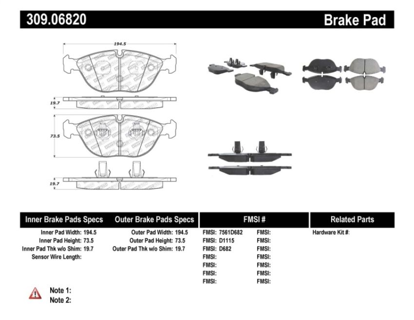 Stoptech 309.06820 Performance Brake Pads