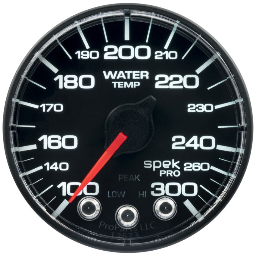 AutoMeter P346324 Spek-Pro Gauge Water Temp 2 1/16in 300f Stepper Motor W/Peak & Warn Blk/Blk