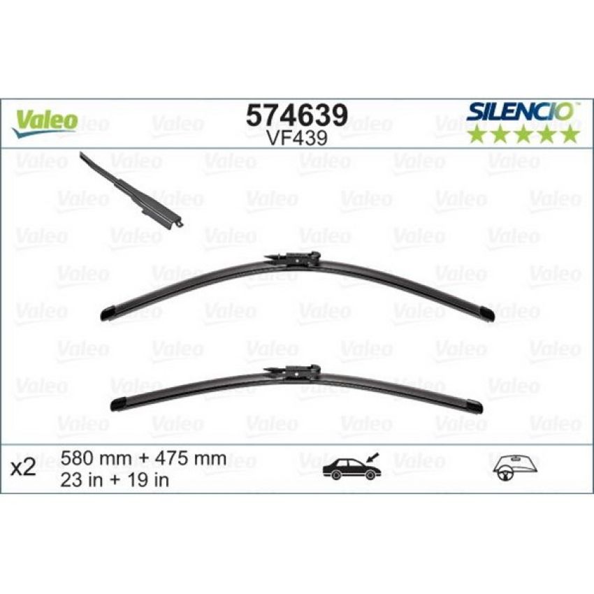 Valeo 574639 Flat 23in/19in Connector GEN2B (Pack of 2)