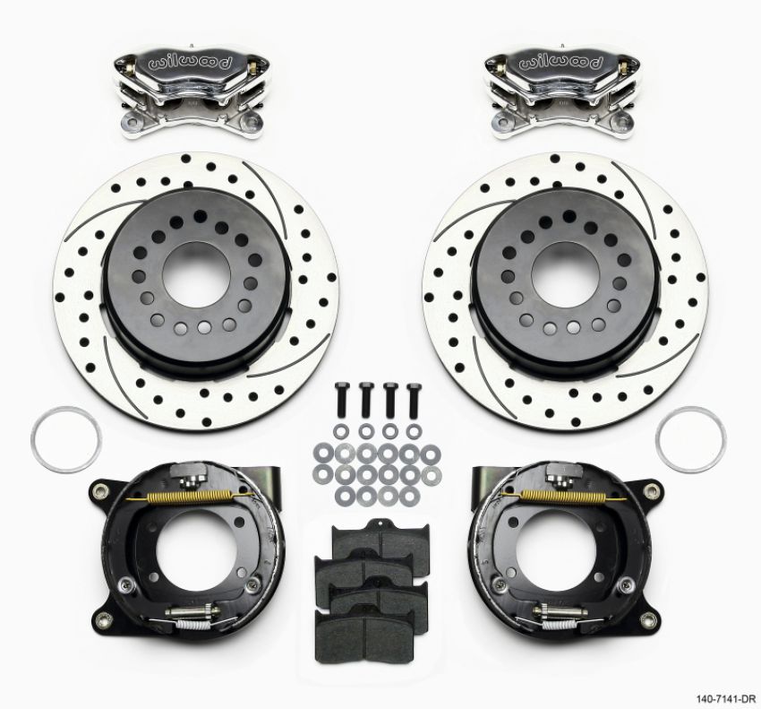 Wilwood 140-7141-DP Forged Dynalite P/S P-B Kit Drilled Polished Chevy 12 Bolt w/ C-Clips