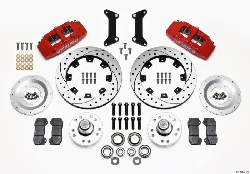 Wilwood 140-12837-DR Dynapro 6 Front Hub Kit 12.19in Drilled Red 79-87 GM G Body