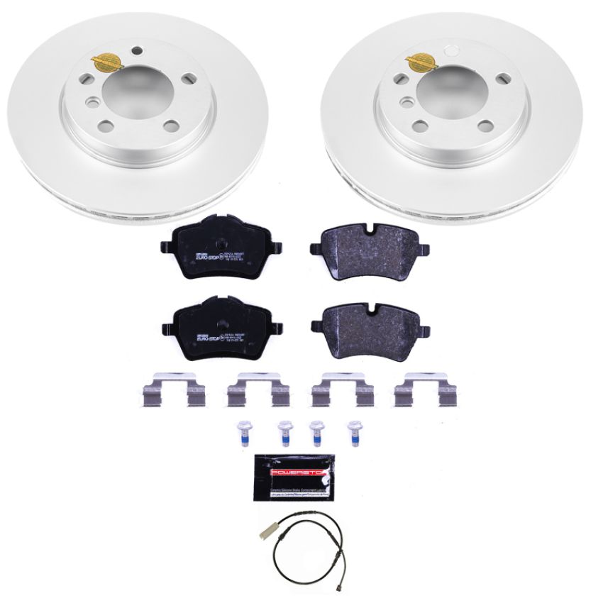 PowerStop ESK6662 Genuine Geomet Coated Rotors, ECE-R90 Brake Pads + Hardware Kit