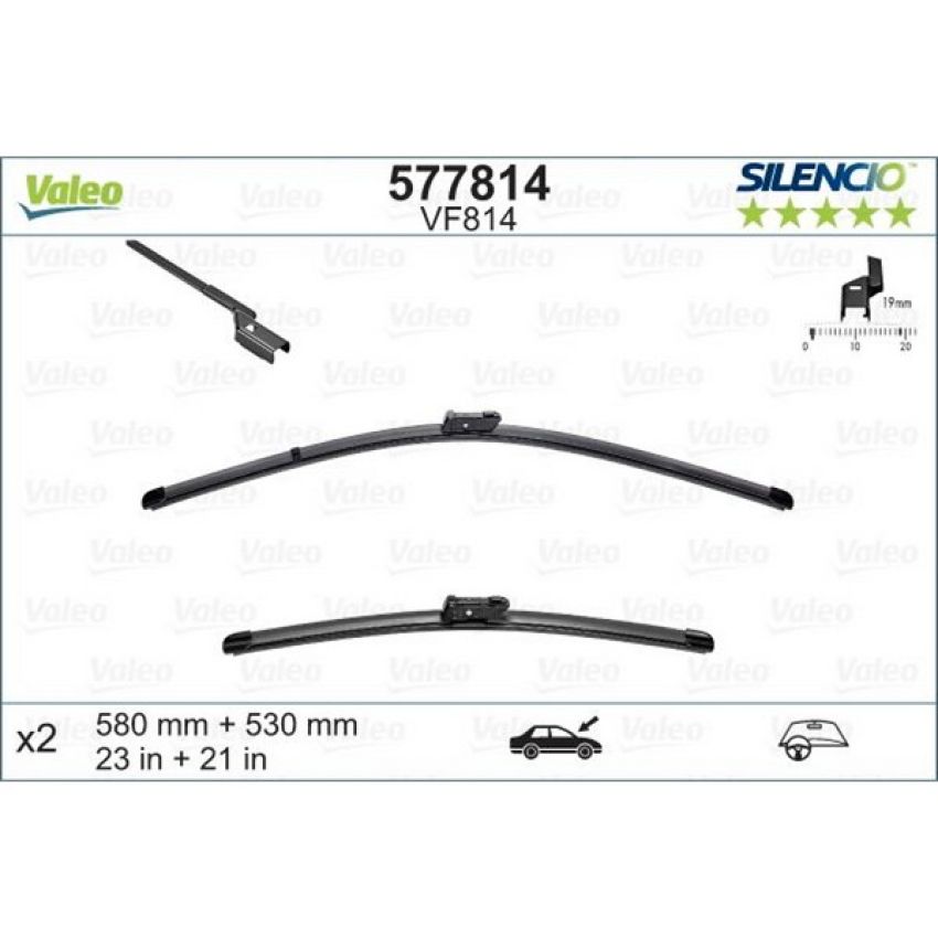 Valeo 577814 Flat 23in/21in Connector GEN2V (Pack of 2)