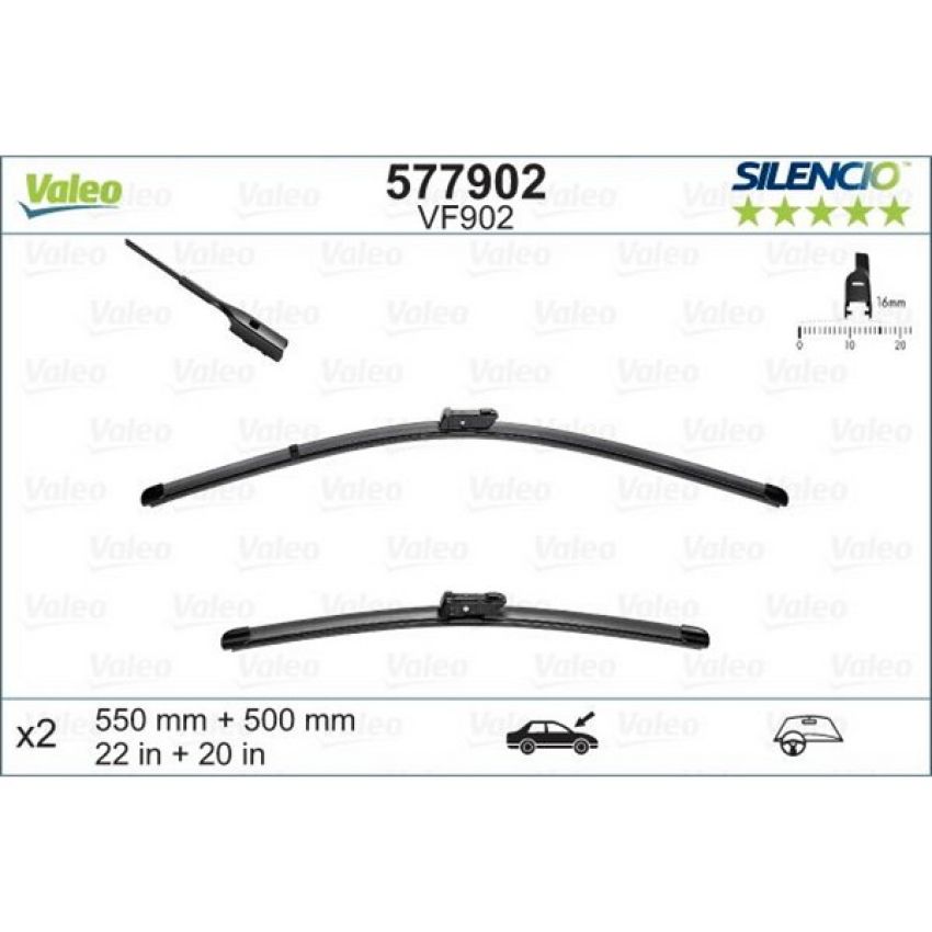 Valeo 577902 Flat 22in/20in Connector GEN2V2 (Pack of 2)