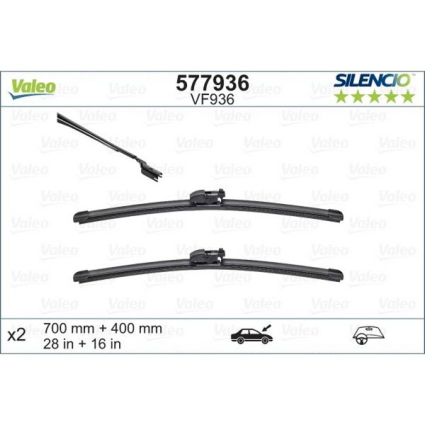 Valeo 577936 Flat 28in/16in Connector Top-Lock DENSO GEN2V5 (Pack of 2)