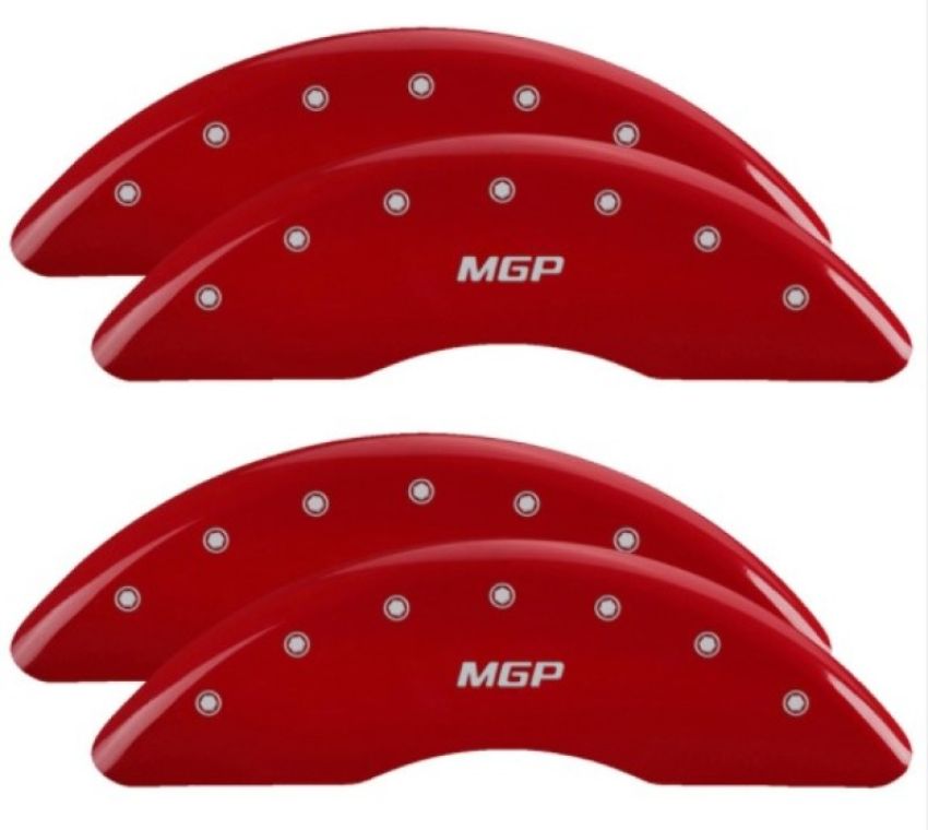 MGP 55007SMGPRD 4 Caliper Covers Front & Rear 2019+ Ram 2500/3500 Red Finish w/  Logo