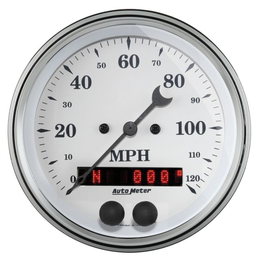 AutoMeter 1649 Gauge Speedometer 3-3/8in. 120MPH Gps Old Tyme White