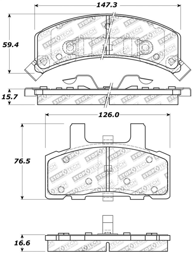 Stoptech 309.03690 Sport Brake Pads w/Shims and Hardware - Front