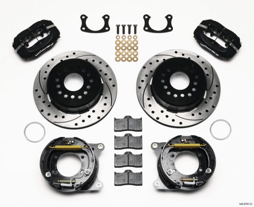Wilwood 140-9791-D Forged Dynalite P/S Park Brake Kit Drilled New Big Ford 2.50in Offset Front Caliper Mount